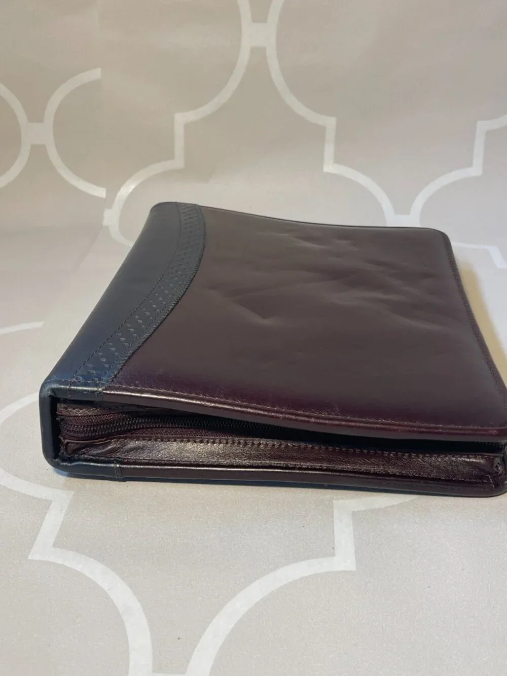 Franklin Quest Vintage Top Grain Leather Planner Binder Made in USA Organizer